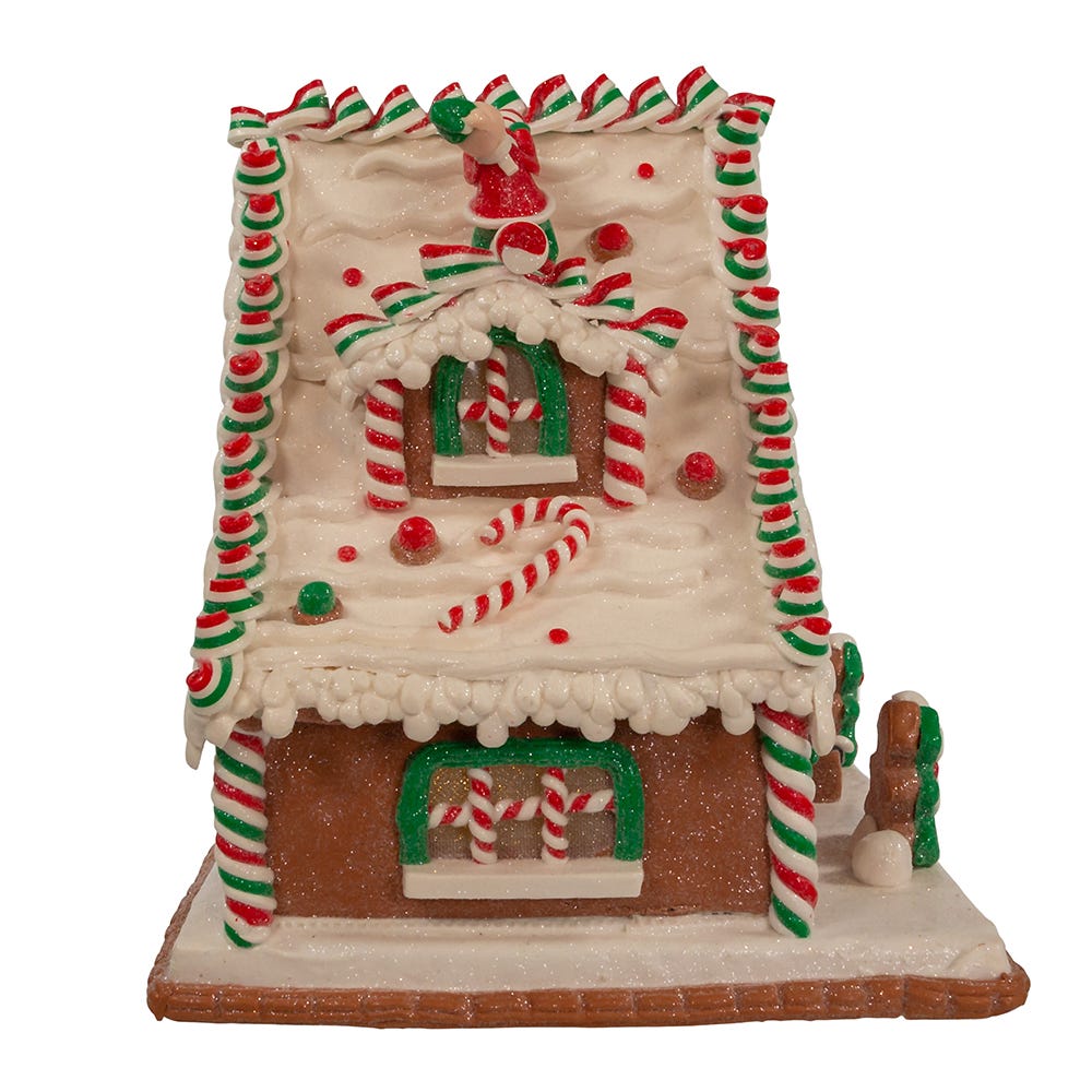 Kurt Adler 10.5-Inch Battery-Operated Light Up Santa's Workshop Gingerbread House